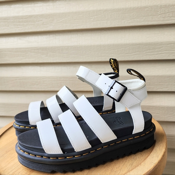 Dr. Martens Blaire patent leather strap white sandals - Picture 3 of 15